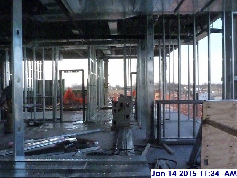 Interior metal framing at the 4th floor Facing West